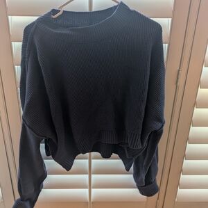 Free People Easy Street Cropped Pullover Sweater Oversized Blue Size Small